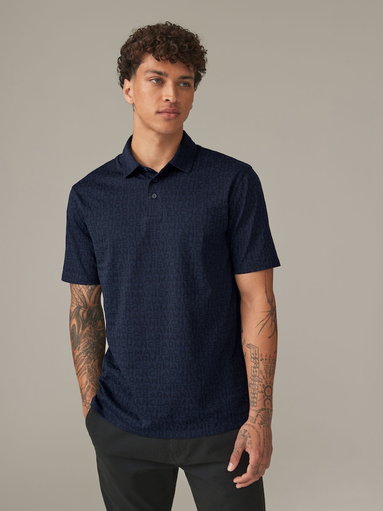 Armani Exchange Logo Print 100% Cotton Polo Shirt - Image 1 of 4