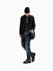 Armani Exchange Navy Houndtooth Long Sleeve 100% Cotton Shirt - Image 2 of 5