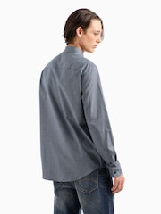 Armani Exchange Navy Houndtooth Long Sleeve 100% Cotton Shirt - Image 3 of 5