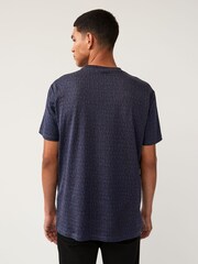 Armani Exchange T-Shirt aus 100% Baumwolle mit marineblauem Monogramm-Logo-Print - Bild 2 von 4