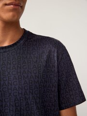 Armani Exchange T-Shirt aus 100% Baumwolle mit marineblauem Monogramm-Logo-Print - Bild 3 von 4