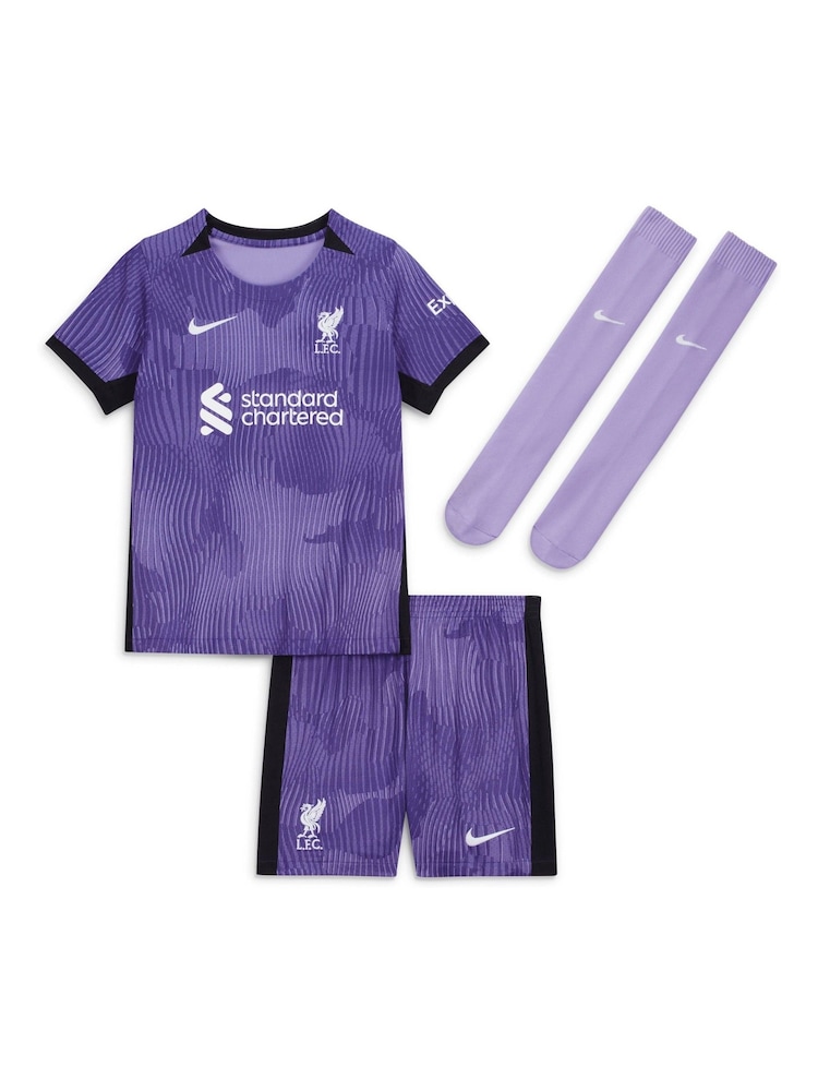 Nike Purple Liverpool Third Stadium Kit Shirt 2023-24 Little Kids - Image 2 of 3