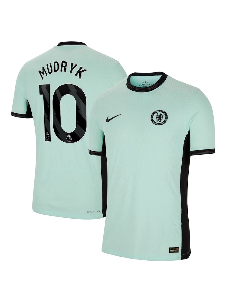 Nike Green Chelsea Third Vapor Match Shirt 2023-24 - Mudryk 10 - Image 1 of 3