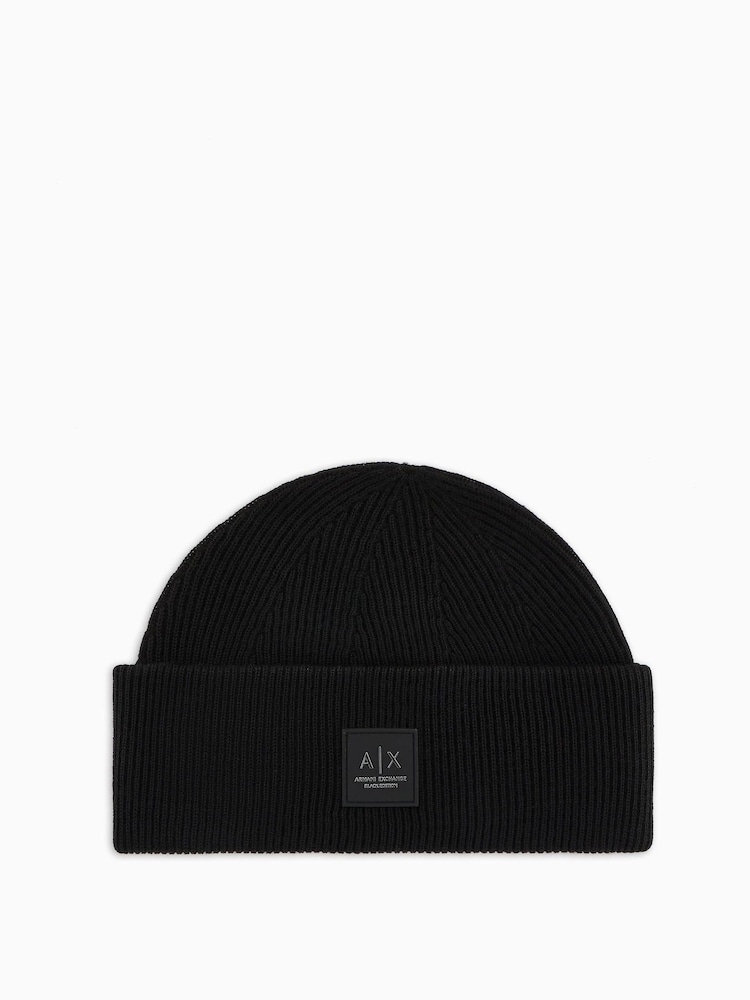 Armani Exchange Logo Bonnet Noir Chapeaux - Image 2 de 3