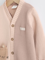 Beige Baby Bunny 100% Cotton Knitted Cardigan - Image 3 of 7