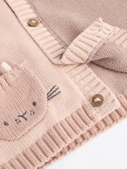 Beige Baby Bunny 100% Cotton Knitted Cardigan - Image 5 of 7