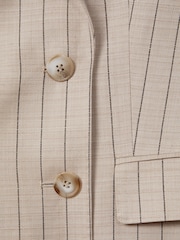 Reiss Neutral Odette Wool Blend Striped Double Breasted Waistcoat - Image 6 of 6