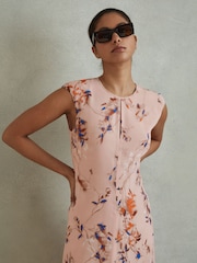 Reiss Blush Becci Printed Open Back Midi Dress - Image 1 of 5