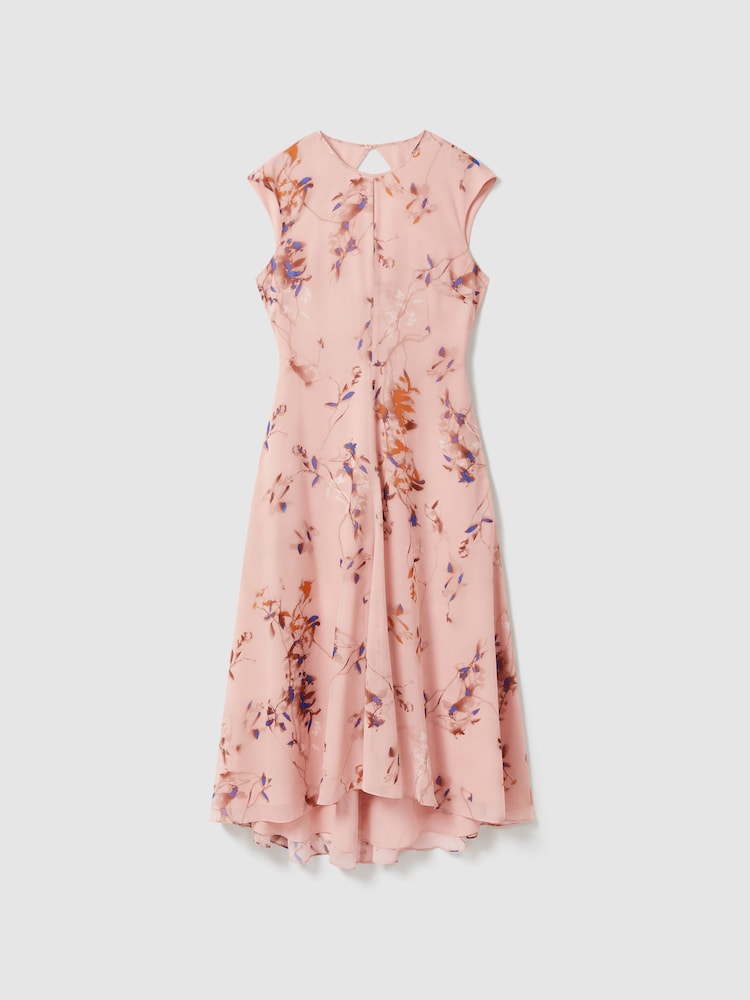 Reiss Blush Becci Printed Open Back Midi Dress - Image 2 of 5