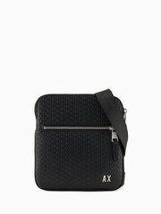 Armani Exchange Elba Textured Flat Crossbody Black Bag - Image 1 of 4
