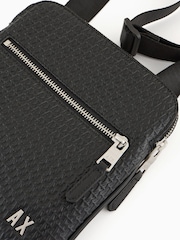 Armani Exchange Elba Textured Flat Crossbody Black Bag - Image 4 of 4