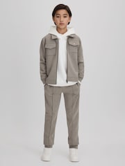 Reiss Taupe Premier 9-13 yrs Interlock Jersey Drawstring Joggers - Image 1 of 6
