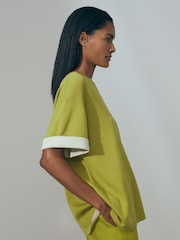 Reiss Green Tess Knitted Silk Blend Top with Cashmere - Image 1 of 5