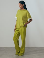Reiss Green Tess Knitted Silk Blend Top with Cashmere - Image 3 of 5