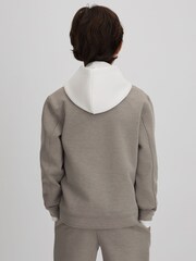 Reiss Taupe Medina Interlock Jersey Zip-Through Jacket - Image 5 of 7