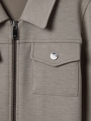 Reiss Taupe Medina Interlock Jersey Zip-Through Jacket - Image 7 of 7