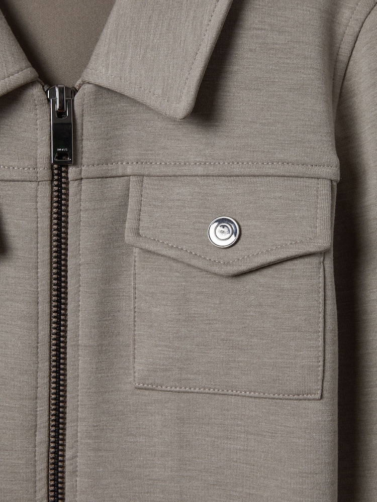 Reiss Taupe Medina Interlock Jersey Zip-Through Jacket - Image 7 of 7