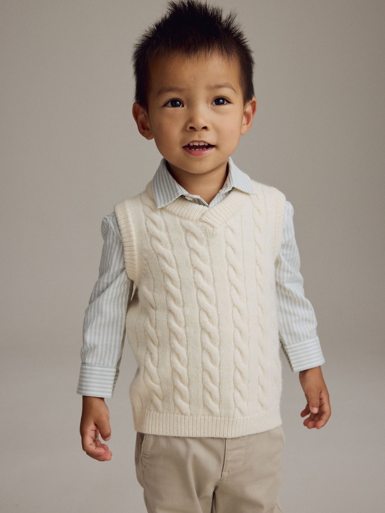Krémová - Knitted Vest and Shirt Set (3mths-7yrs) - Obrázok 2 z 9