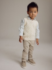 Krémová - Knitted Vest and Shirt Set (3mths-7yrs) - Obrázok 4 z 9
