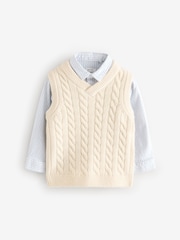 Krémová - Knitted Vest and Shirt Set (3mths-7yrs) - Obrázok 5 z 9