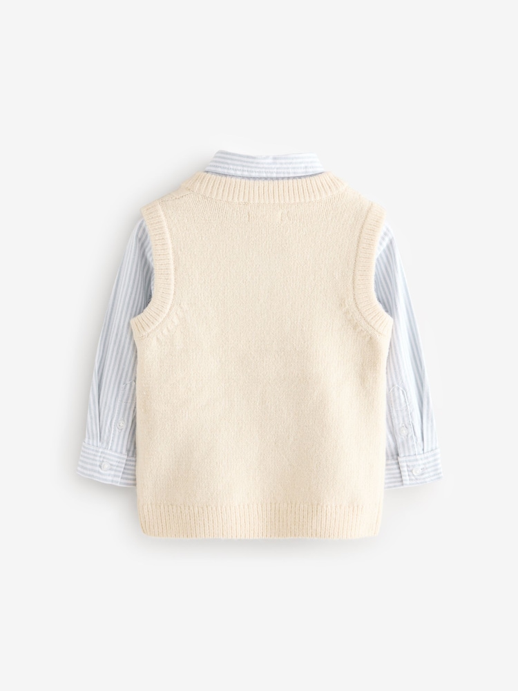Ecru Cream Knitted Vest and Shirt Set (3mths-7yrs) - Image 7 of 9
