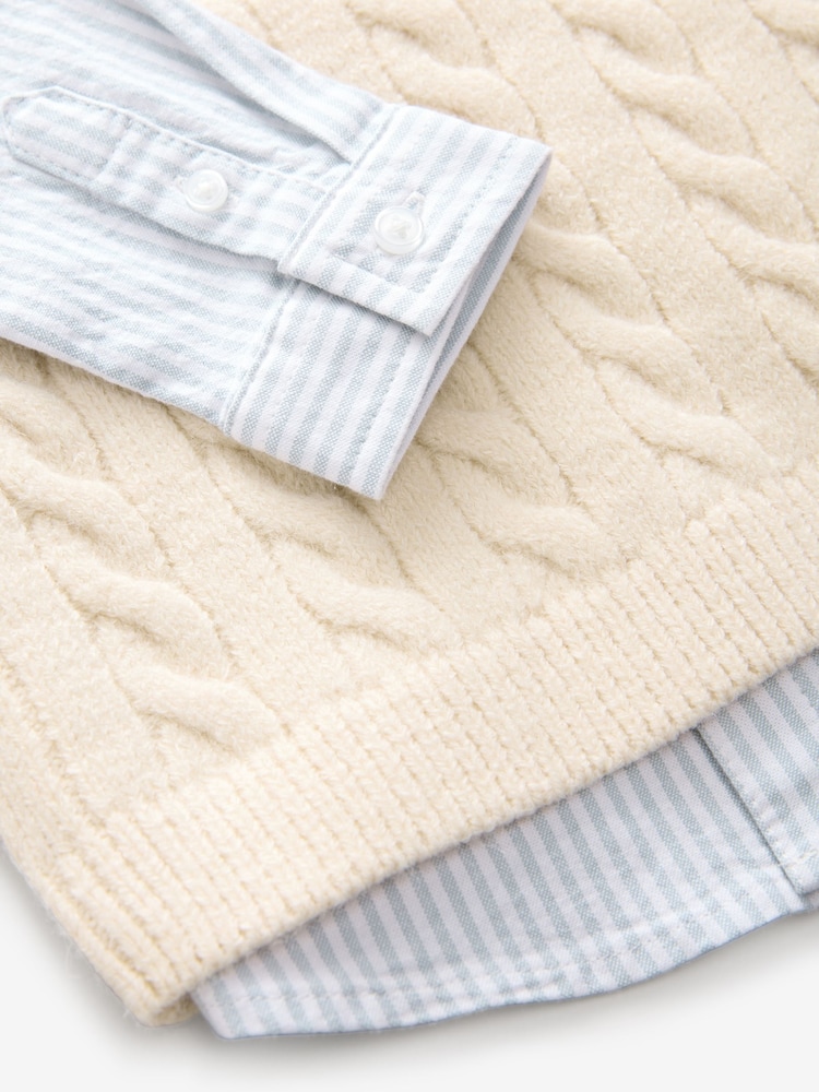 Ecru Cream Knitted Vest and Shirt Set (3mths-7yrs) - Image 8 of 9