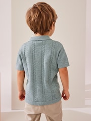 Blue Short Sleeve Button 100% Cotton Through Polo Shirt (3mths-7yrs) - Image 3 of 6