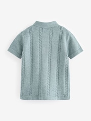 Blue Short Sleeve Button 100% Cotton Through Polo Shirt (3mths-7yrs) - Image 5 of 6