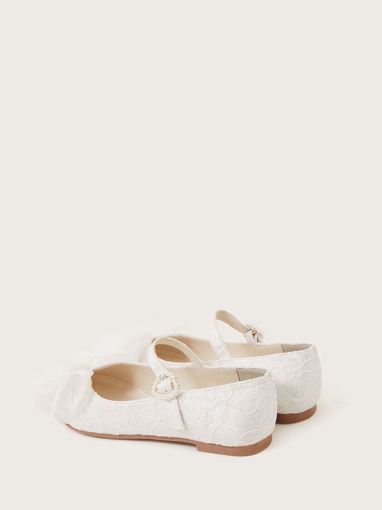 Monsoon White Communion Kali Lace Ballerina Flats - Image 2 of 3 Monsoon White Communion Kali Lace Ballerina Flats - Image 2 of 3