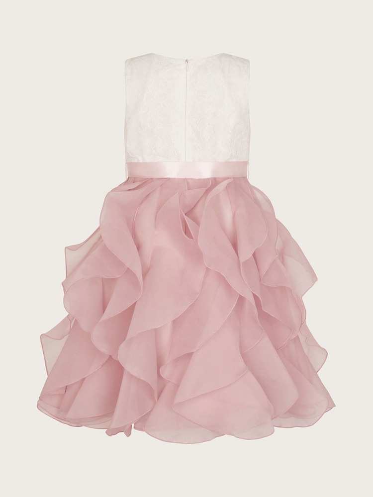 Monsoon Pink White Lace Cancan Ruffle Dress - Image 2 of 3
