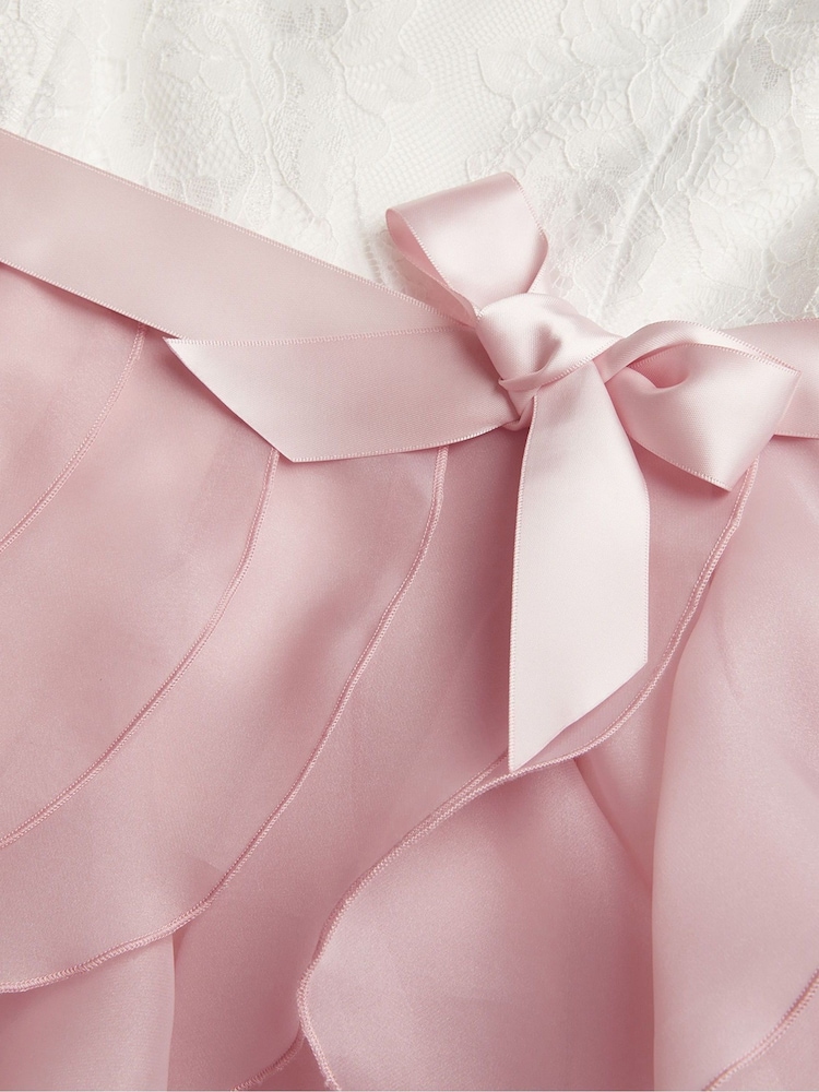 Monsoon Pink White Lace Cancan Ruffle Dress - Image 3 of 3