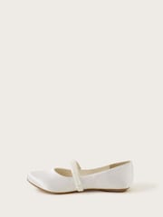 Monsoon White Communion Pearl Strap Ballerina Flats - Image 1 of 3