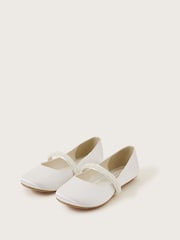 Monsoon White Communion Pearl Strap Ballerina Flats - Image 2 of 3
