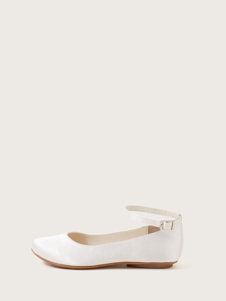 Monsoon Natural Satin Ballerina Flats - Image 3 of 3
