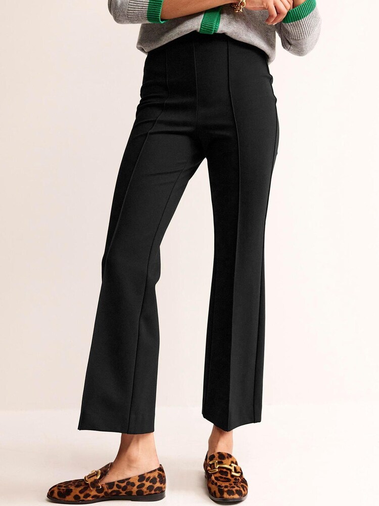 Boden Black Ponte Pull on Kick Flare Trousers - Image 1 of 5