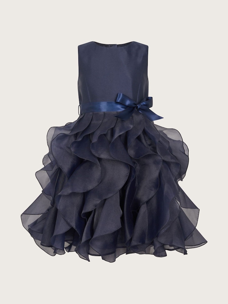Monsoon Blue Duchess Twill Ruffle Dress - Image 1 of 3
