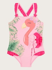 Monsoon Pink Baby Flamingo Skirted Swimsuit - Image 1 of 3