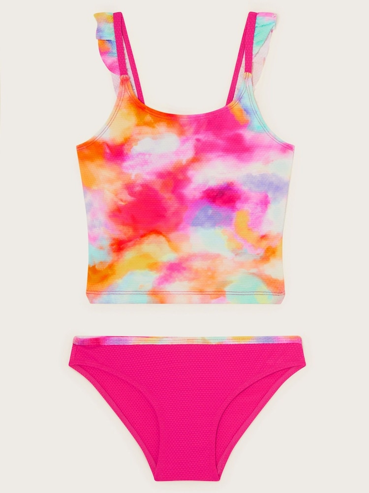 Monsoon Pink Tie Dye Textured Tankini Set - Image 1 of 3