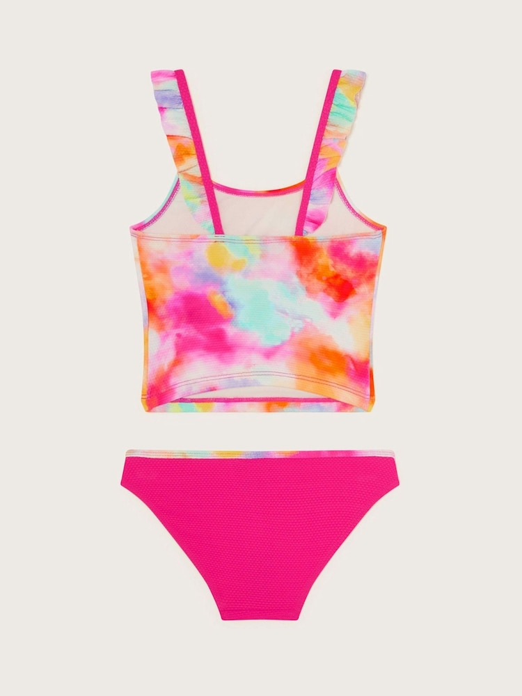 Monsoon Pink Tie Dye Textured Tankini Set - Image 2 of 3