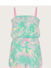Monsoon Green Splash Palm Playsuit - Image 2 of 4