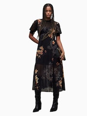 AllSaints Black Laverna Stargazer Dress - Image 1 of 6