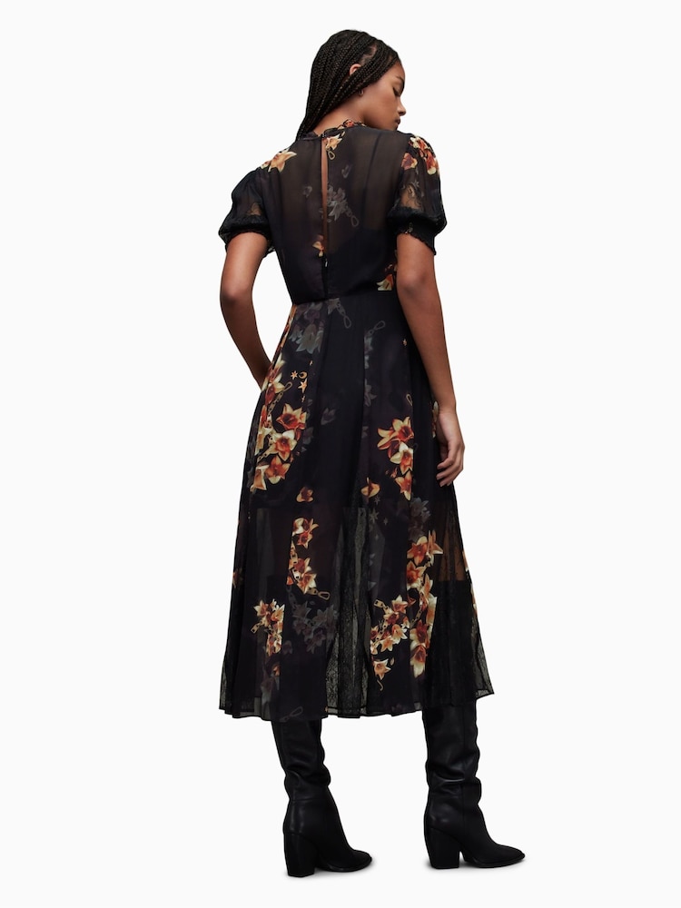 AllSaints Black Laverna Stargazer Dress - Image 2 of 6