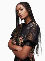 AllSaints Black Laverna Stargazer Dress - Image 4 of 6