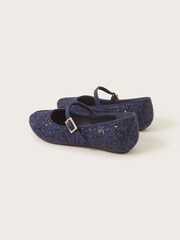 Monsoon Blue Glitter Lace Ballerina Flats - Image 2 of 3