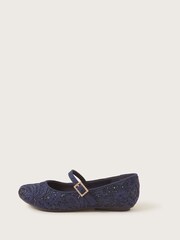 Monsoon Blue Glitter Lace Ballerina Flats - Image 3 of 3