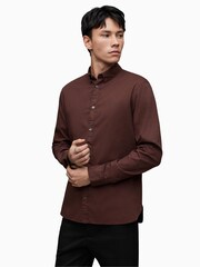 AllSaints Red Hawthorne Long Sleeved Shirt - Image 5 of 8