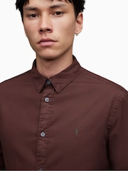 AllSaints Red Hawthorne Long Sleeved Shirt - Image 6 of 8
