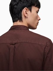 AllSaints Red Hawthorne Long Sleeved Shirt - Image 7 of 8