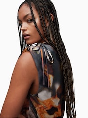 AllSaints Brown Laura Mars Dress - Image 6 of 7