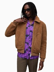 AllSaints Brown Buzz Bomber Jacket - Image 1 of 8